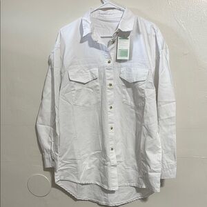 NWT white denim dress or oversized‎ jacket! Women’s large